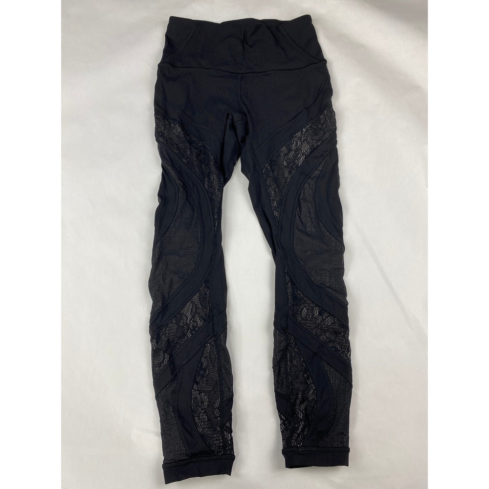 Lululemon Wunder Under High-Rise Tight Leggings Women's Size 6 - Black Lace